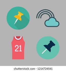 colors icon set. vector set about basketball jersey, rainbow and push pin icons set.