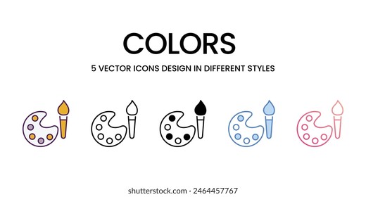 Colors icons different style vector stock illustration