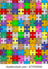 Colors jigsaw puzzle pieces pattern background.