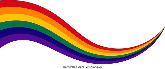 The colors of the LGBT community. Color waves. Rainbow colorful wavy flag banner background design. Happy LGBT pride month theme vector template.