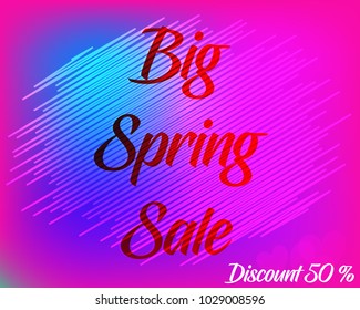 colors light background with spring sale label, greeting card sale, vector