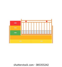 Colors Little baby crib vector illustration isolated on a white background