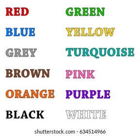 colors name vector symbol icon design. Beautiful illustration isolated on white background
