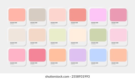 Colors palette template, pastel color guide palette with color HEX codes for paint, web ui, design etc.