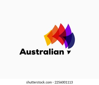 colors paper fly forming australian map logo symbol design template illustration inspiration