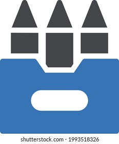 icono de color de glifo vectorial de lápiz de colores