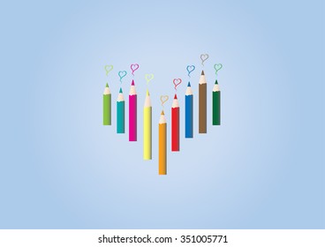 Colors' pencils give the knowledge and love
