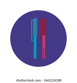colors pens supplies line style icon vector illustration design