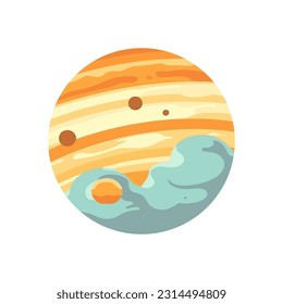 Farben des Planeten Jupiter. Jupiterzeichen auf dem Planeten einzeln auf weißem Hintergrund. Vektorgrafik