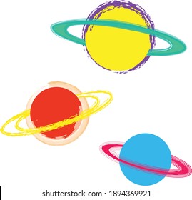 The colors of the planets are surrounded by a kind of ring of celestial bodies