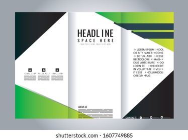 Colors Polygonal Geometric Elements Style Business Tri-Fold Brochure Template. Corporate Leaflet, Cover Design
