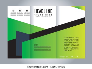 Colors Polygonal Geometric Elements Style Business Tri-Fold Brochure Template. Corporate Leaflet, Cover Design
