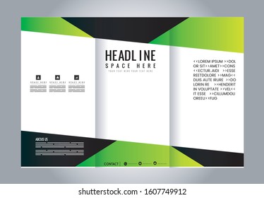 Colors Polygonal Geometric Elements Style Business Tri-Fold Brochure Template. Corporate Leaflet, Cover Design
