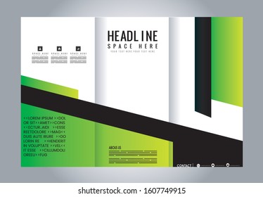Colors Polygonal Geometric Elements Style Business Tri-Fold Brochure Template. Corporate Leaflet, Cover Design
