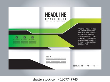 Colors Polygonal Geometric Elements Style Business Tri-Fold Brochure Template. Corporate Leaflet, Cover Design
