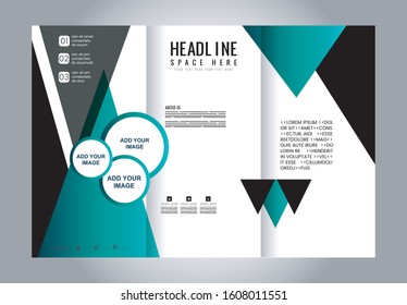 Colors Polygonal Geometric Elements Style Business Tri-Fold Brochure Template. Corporate Leaflet, Cover Design
