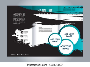 Colors Polygonal Geometric Elements Style Business Tri-Fold Brochure Template. Corporate Leaflet, Cover Design
