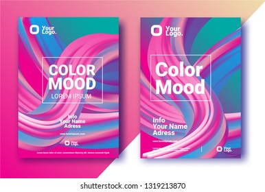 Colors poster. Magazine cover. Abstract gradients waves background. - Vector