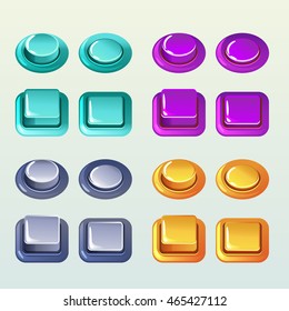 Colors Push Buttons For A Game Or Web Design Element, Set2