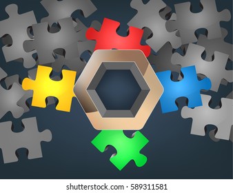 Colors puzzle concepts vector abstract background