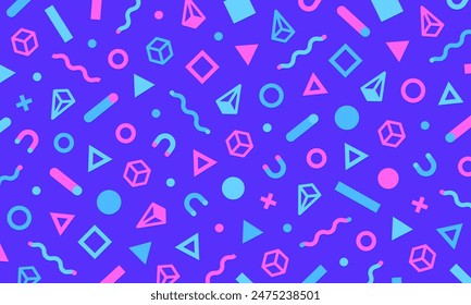 Colors reminiscent of the 80s and 90s. Memphis pattern background material.