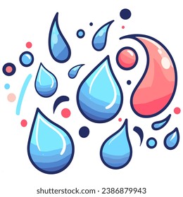 Colors set aqua drops vector illustration. Water drops, elements droplets. 