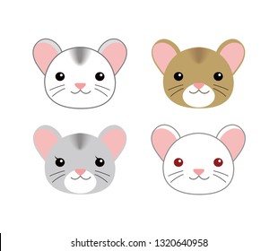 colors set of cute Hamsters, cartoon Vector Illustration