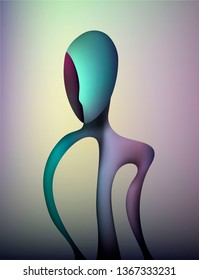 colors and shape of emotions concept, human feels happiness, abstract man shape, surrealism  vector