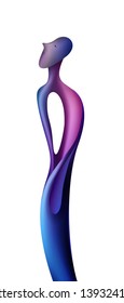 colors and shape of emotions concept, human feels happiness, abstract man shape with butterfly, surrealism  vector