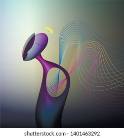 colors and shape of emotions concept, human feels happiness, abstract angel shape with, surrealism  vector