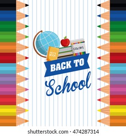 colors sphere books apple back to shool education icon set. Colorful and flat design. Vector illustration