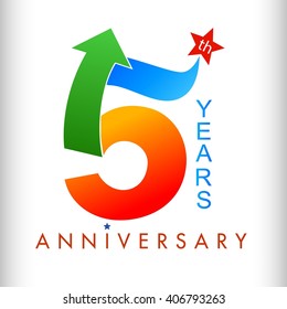 Colors template 5th anniversary years with arrow up and star