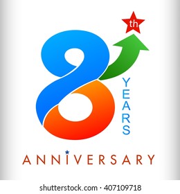 Colors template 8th anniversary years with arrow up and star