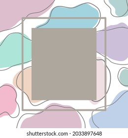Colores que desbordan los bordes y que presentan estrías, tonos pastel, cuadrados y líneas estilo de marco, vector.