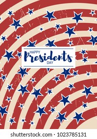 Colors of USA flag background and lettering design message. Background for card, banner, poster or flyer. Presidents Day star pattern in American flag in vintage colors.