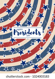 Colors of USA flag background and lettering design message. Background for card, banner, poster or flyer. Presidents Day star pattern in American flag in vintage colors.