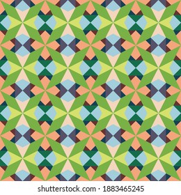 Colors vector seamless pattern. Geometric mosaic art print. Abstract vector background. Creative graphic design template. Wallpaper, fabric, textile, wrapping paper.
