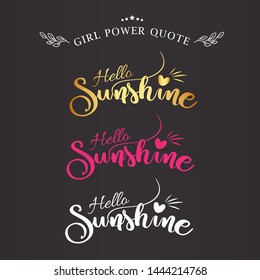 Colors version vector girl power on dark background. Greeting card with calligraphy, hand drawn lettering, typography for invitation, rustic farmhouse decor, clothing.