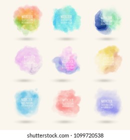 Colors watercolor paint stains vector backgrounds set