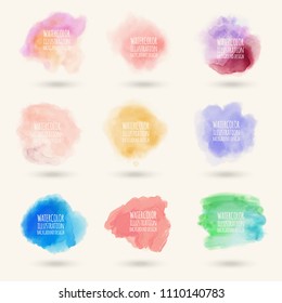 Colors watercolor paint stains vector backgrounds set