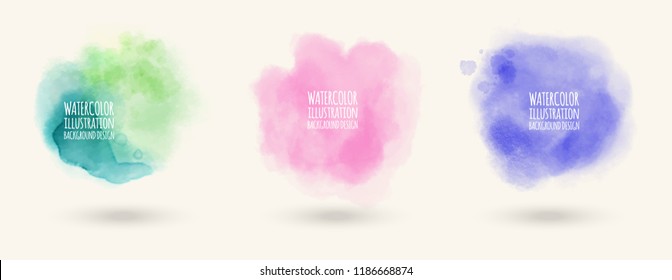 Colors watercolor paint stains vector backgrounds set