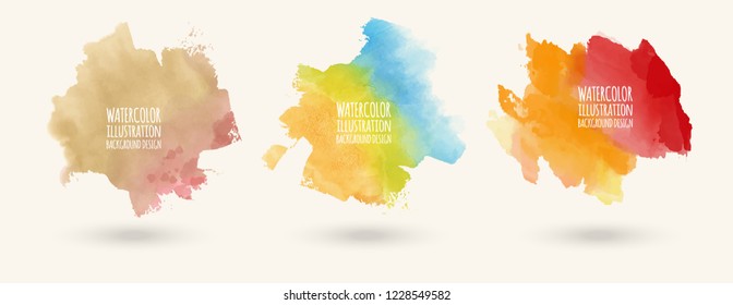 Colors watercolor paint stains vector backgrounds set