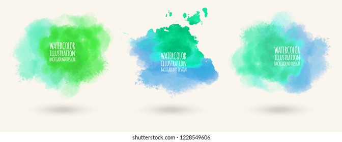 Colors watercolor paint stains vector backgrounds set