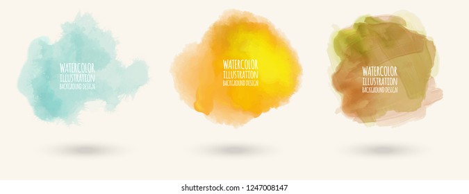 Colors watercolor paint stains vector backgrounds set