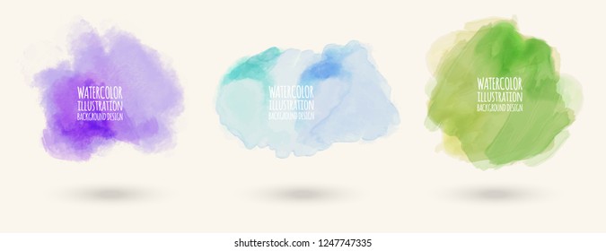 Colors watercolor paint stains vector backgrounds set