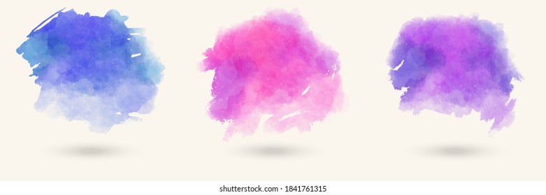 Colors watercolor paint stains vector backgrounds set