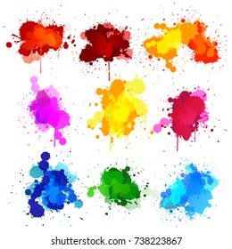 Colors watercolor paint stains vector set. Vector illustration