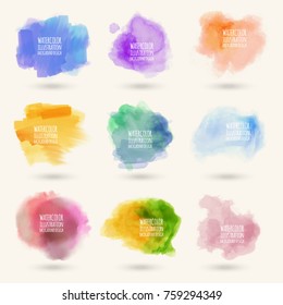 Colors watercolor paint stains vector backgrounds set