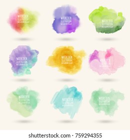 Colors watercolor paint stains vector backgrounds set