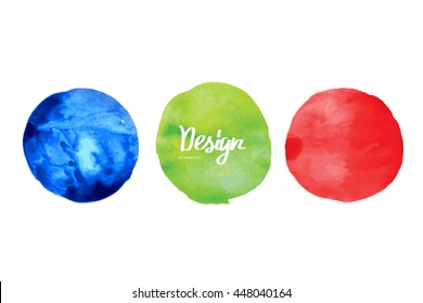 Colors watercolor painted vector stains set. Vector illustration. 10 eps